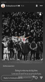 Horan reacts to Carpenter's post; Instagram - @lindseyhoran10